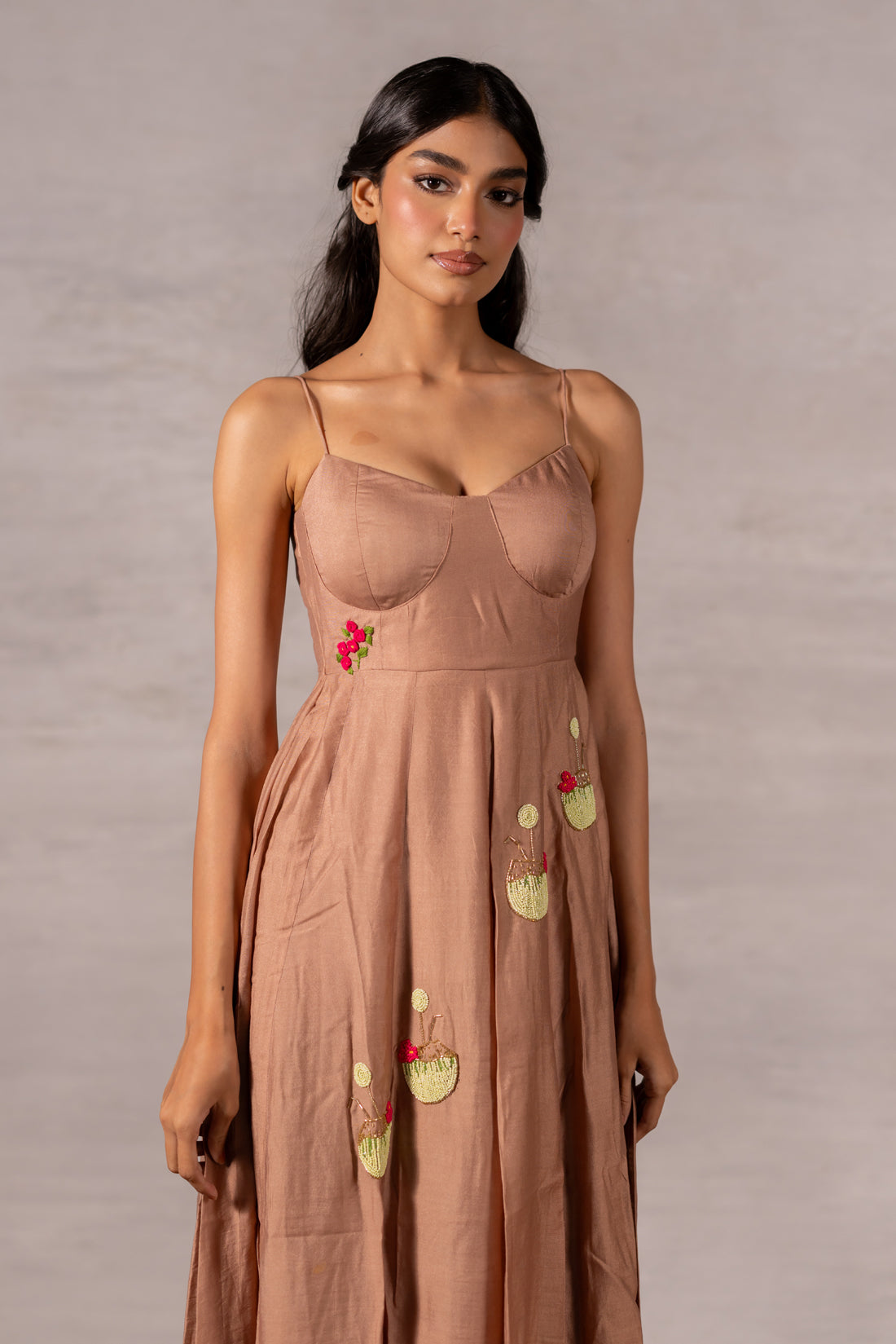 ROSY PINK COCONUT MOTIF EMBROIDERED CO-ORD DRESS