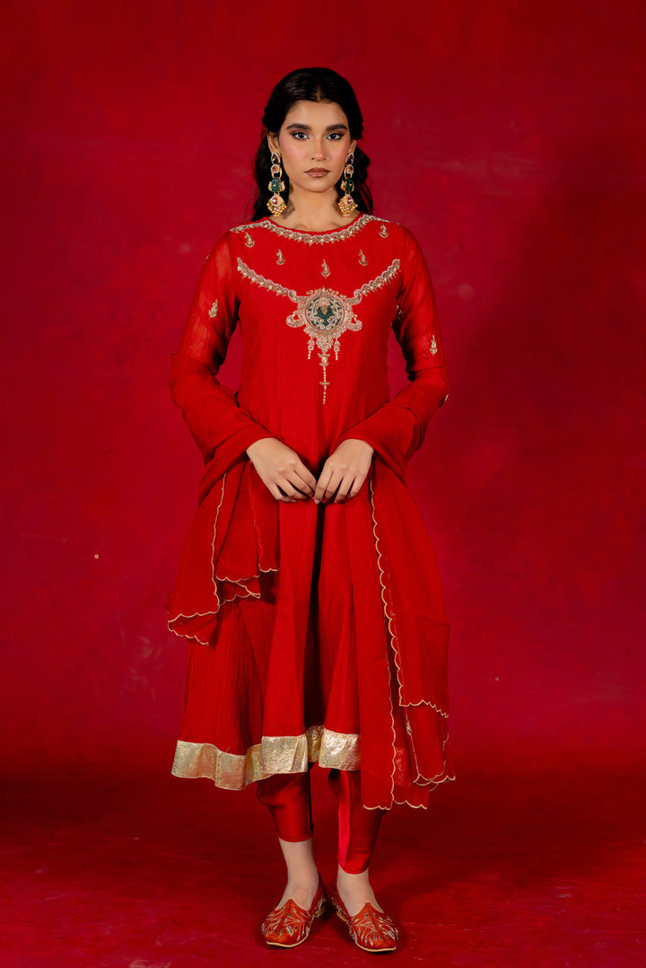 BRIGHT BURGUNDY ANARKALI SUIT