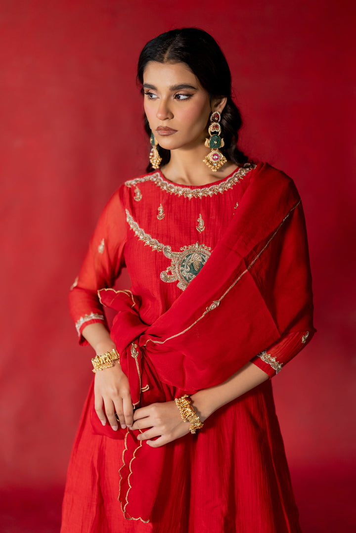 BRIGHT BURGUNDY ANARKALI SUIT