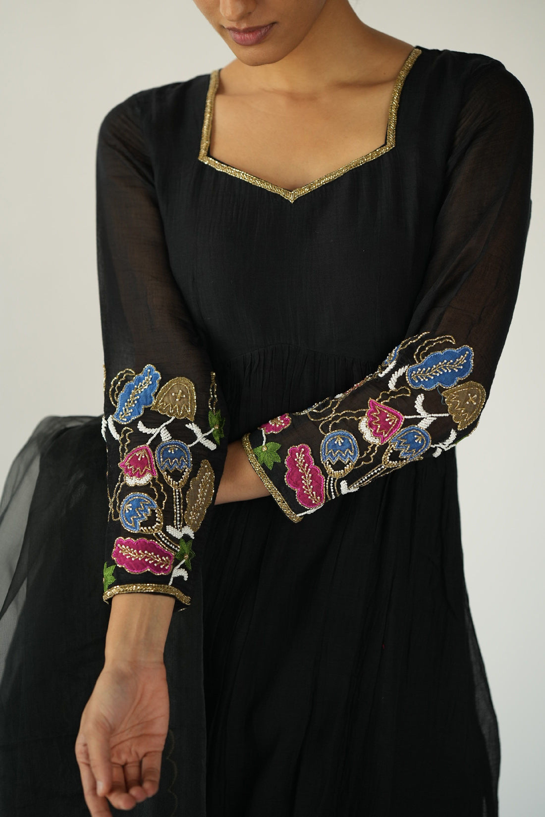 Multi Shaded Patch Kurta Pants Set